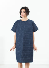 Load image into Gallery viewer, Quilted Mesh T-Shirt Dress in Navy