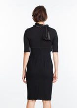 Load image into Gallery viewer, Tie Neck Wool Dress in Black
