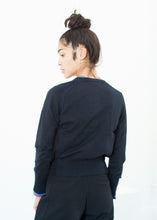 Load image into Gallery viewer, Quilt Pattern Cardigan in Black/Navy
