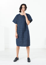 Load image into Gallery viewer, Quilted Mesh T-Shirt Dress in Navy
